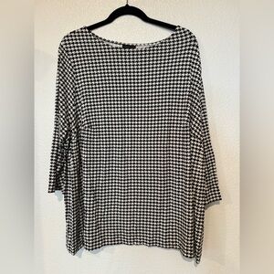 J. Jill Wherever Women’s 3X Blouse Houndstooth Preppy Career Classic Travel